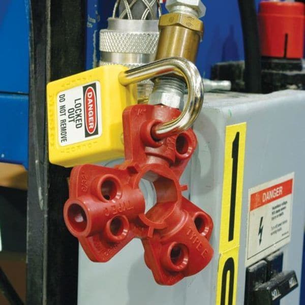 Brady Pneumatic Fitting Lockout, Red, PK6 - 65645