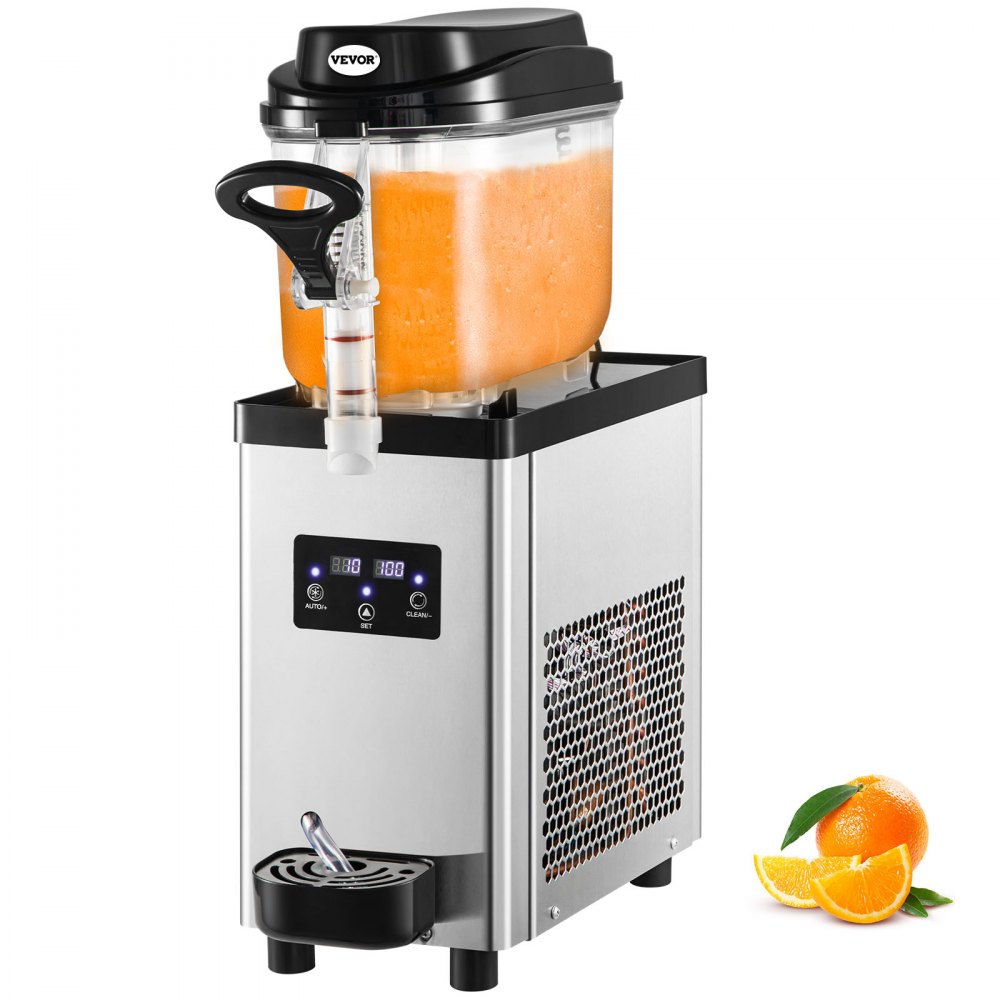 VEVOR Commercial Slushy Machine, 6L/1.6 Gallons 25 Cups Single-Bowl, 300W 110V, Stainless Steel Margarita Smoothie Frozen Drink Maker, Slushie Machine for Supermarkets Cafes Restaurants Bars Home Use - GSJBXR16L110V8GNXV1