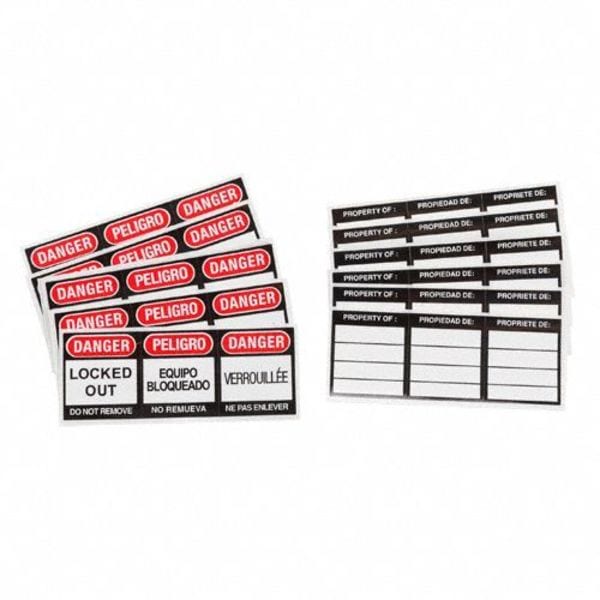 Brady Lockout Label, Danger/Peligro, Vinyl, 3 in Width, 1 1/8 in Height, Write On Surface: No , 6 PK - 51379