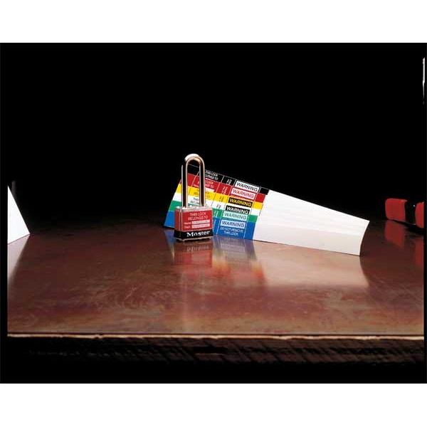 Panduit Padlock Label, No Header, Vinyl, 10 in Width, 3/4 in Height, , 25 PK - PSL-PL1REDY