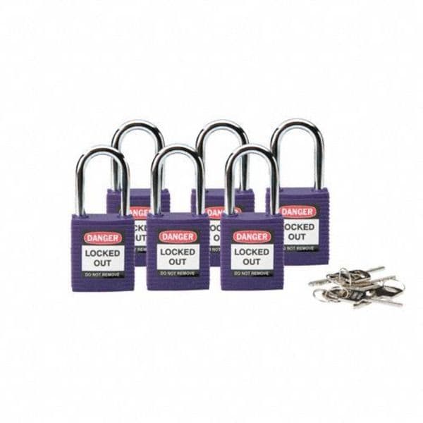 Brady Lockout Padlock, KA, Purple, 1-3/4"H, PK6 - 118952