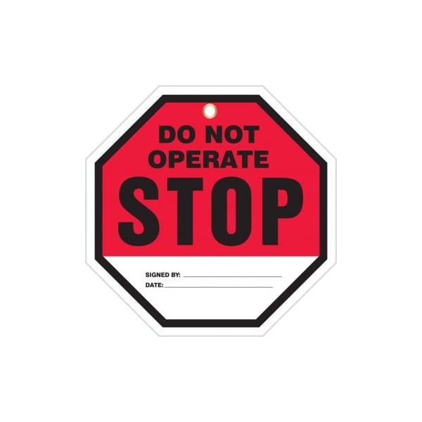 Accuform Octo-Tags, STOP DO NOT OPERATE, 8inx 8in, RP-Plastic, 25PK - TAP844PTP