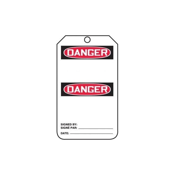 Accuform Danger, Self-Laminating PF-Cardstock, 3-1/4 in Width, 0.3 in Height, , 25 PK - FBMDT260LTP
