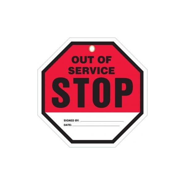 Accuform Octo-Tags, STOP OUT OF SERVICE, 8inx 8in, PF-Cardstock, 5PK - TAP846CTM