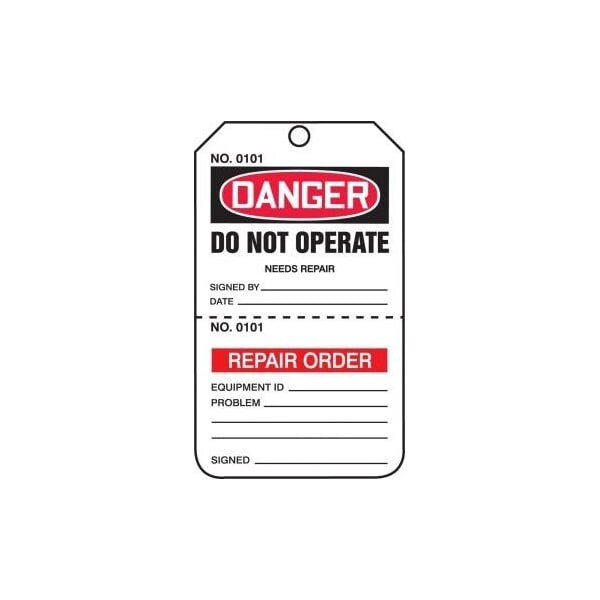 Accuform Safety Tags, DANGER DO NOT OPERATE, Perforated, 5.75in x 3.25in, PF-Cardstock, 25PK - TPP205CTP