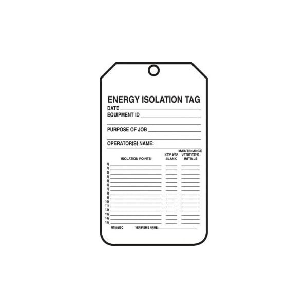 Accuform Safety Tags, ENERGY ISOLATION TAG, 5.75in x 3.25in, RP-Plastic, 5PK - MDT400PTM