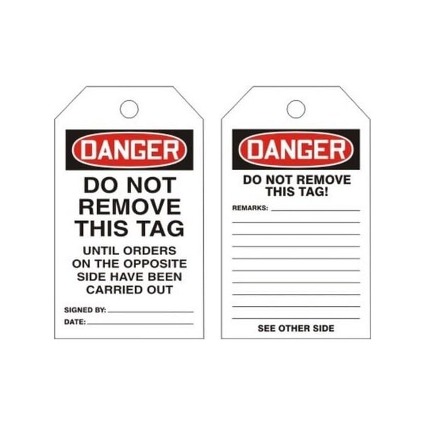 Accuform Danger, RP-Plastic, 3-1/4 in Width, 3/8 in Height, , 25 PK - MDT235CTP