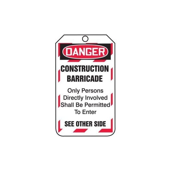 Accuform Safety Tags, CONSTRUCTION BARRICADE, 5.75in x 3.25in, RP-Plastic, 5PK - TAB102PTM
