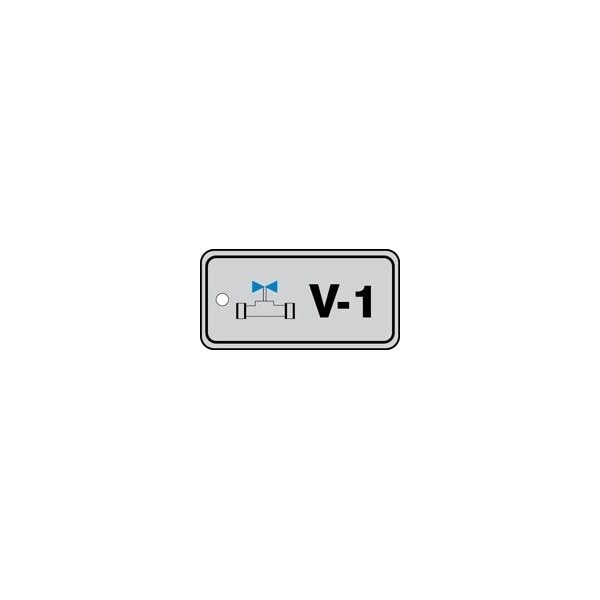 Accuform Energy Source ID Tag, V-1 Valve, 1.5in x 3in, Adhesive Dura-Poly, 5PK - TDJ401XVM