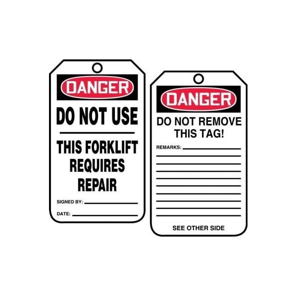 Accuform Danger, RP-Plastic, 3-1/4 in Width, 0.075 in Height, , 5 PK - TRS327PTM