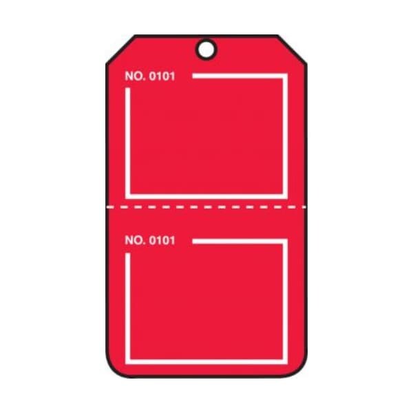 Accuform Safety Tags, Blank, Numbered, Perforated, Red, 5.75in x 3.25in, PF-Cardstock, 25PK - TPP223CTP