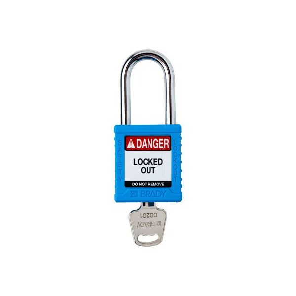 Brady Brady Safety Lockout Padlock, Keyed Different, 1-1/2in, Plastic/Steel, Blue - SDPL-BLU-38ST-KD