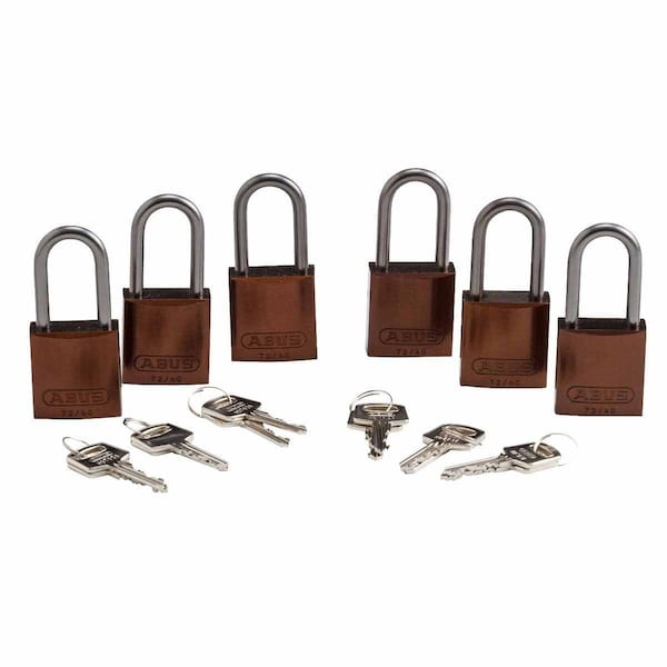 Brady Standard Safety Lockout Aluminum Padlock 1.5 in Aluminum Shackle KA Brown 6PK - 123439