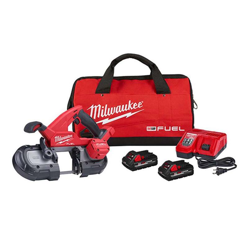 Kit de sierra de cinta compacta inalámbrica Milwaukee M18 FUEL de 18 voltios con tecnología de iones de litio sin escobillas con llave de impacto compacta M18 FUEL - 2829-22-2854-20.