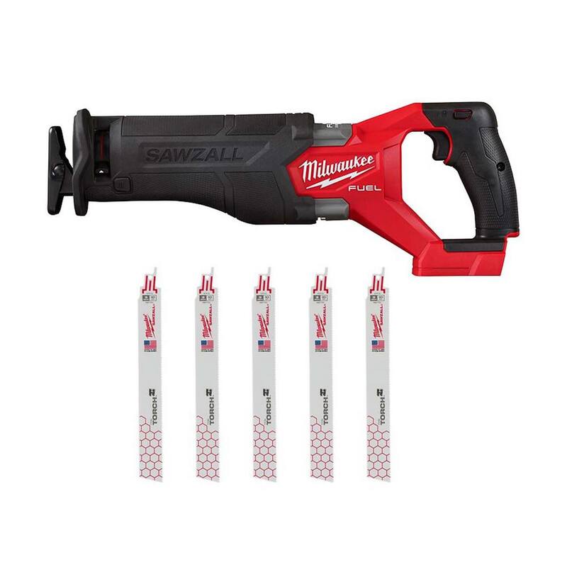 Milwaukee M18 FUEL GEN-2 18V Sierra reciproca inalámbrica sin escobillas de iones de litio SAWZALL (solo herramienta) con hojas (5 piezas) - 2821-20-48-00-5713S