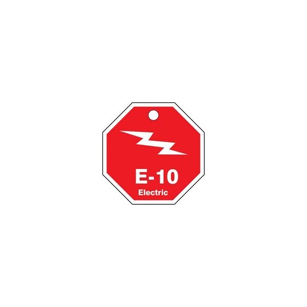Accuform Energy Source ID Tag, E-10 ELECTRIC, 2.5in x 2.5in, Adhesive Dura-Poly, 5PK - TDK310XVM