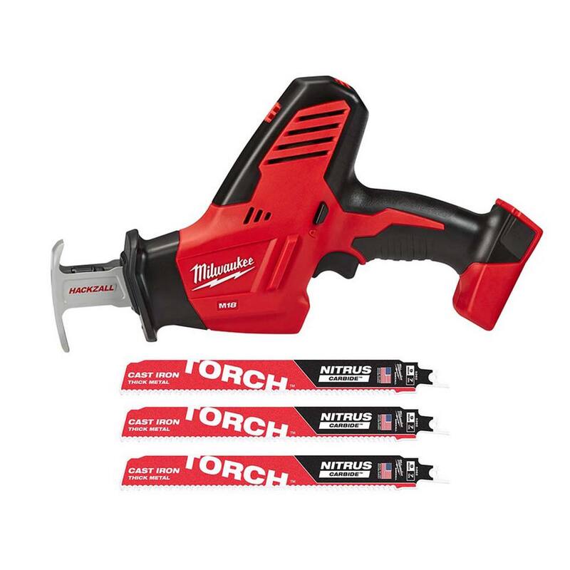 Si-Marca M18 18V Sierra recíproca inalámbrica de iones de litio HACKZALL de Milwaukee con 9 pulgadas 8 TPI TORCH Nitrus Carbide Blades Set de sierra SAWZALL - 2625-20-48-00-5362