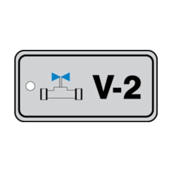 Accuform Energy Source ID Tag, V-2 Valve, 1.5in x 3in, Plastic, 5PK - TDJ402VPM