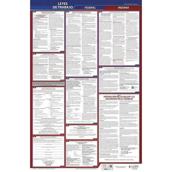 Jj Keller Labor Law Poster, Fed/STA, IN, SP, 26inH, 3yr - 400-IN-3