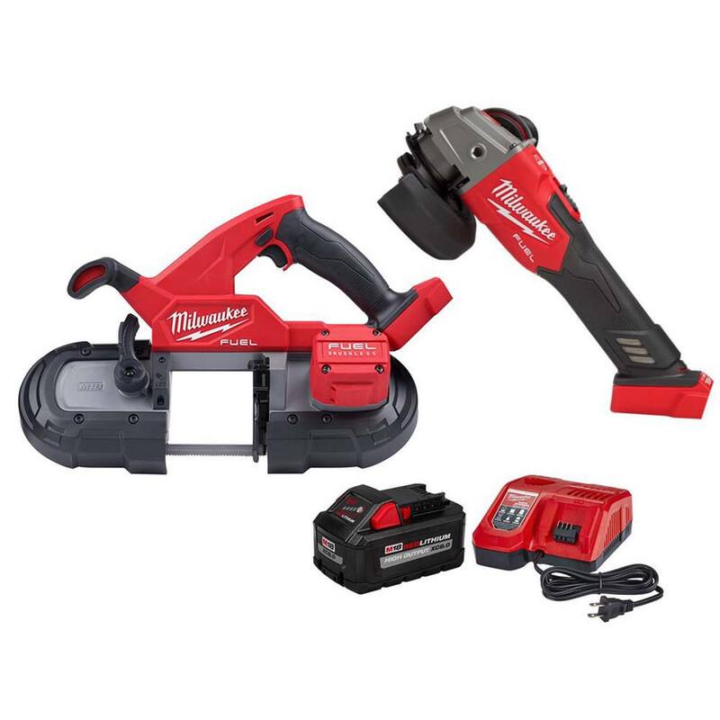 Si la marca del producto no se traduce, el título sería: Milwaukee M18 FUEL 18V Lithium-Ion sin escobillas, sierra de cinta compacta inalámbrica W/M18 FUEL Angle Grinder y Kit de inicio de 8.0ah - 2829-20-2889-20-48-59-1880