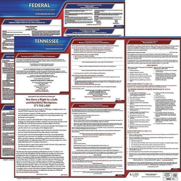 Jj Keller LaborLaw Poster, Fed/STA, TN, ENG, 20inH, 3yr - 100-TN-3