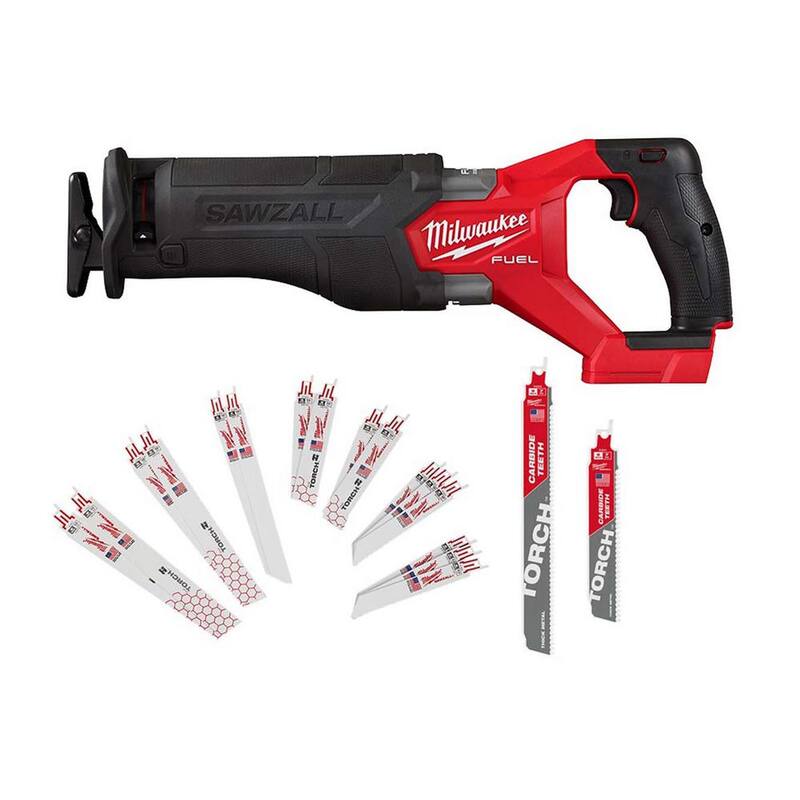 Milwaukee M18 FUEL GEN-2 Sierra sable inalámbrica de 18V con tecnología de iones de litio sin escobillas (solo herramienta) con juego de hojas de sierra sable SAWZALL (16 piezas) - 2821-20-49-22-1216Y