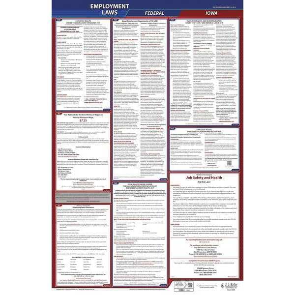 Jj Keller LaborLaw Poster, Fed/STA, IA, ENG, 26inH, 3yr - 300-IA-3