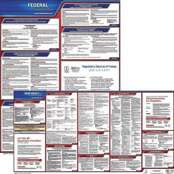 Jj Keller Labor Law Poster, Fed/STA, NJ, SP, 20inH, 3yr - 200-NJ-3
