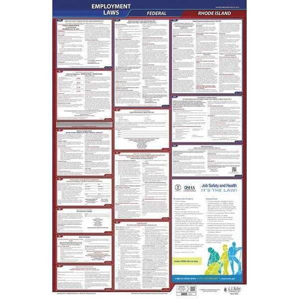Jj Keller LaborLaw Poster, Fed/STA, RI, ENG, 26inH, 3yr - 300-RI-3