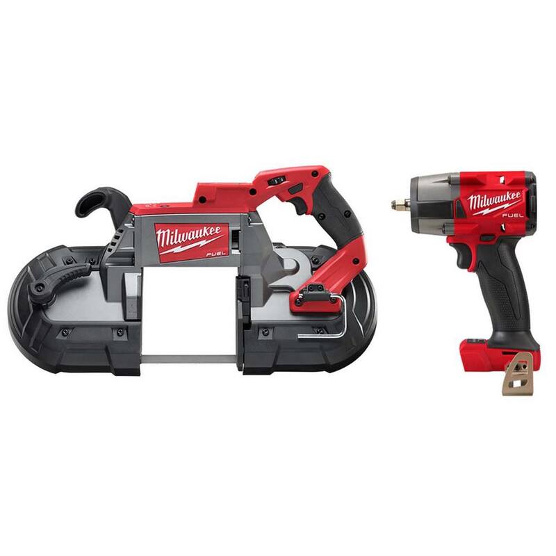 Milwaukee M18 FUEL 18V Sierra de cinta profunda inalámbrica sin escobillas de iones de litio con llave de impacto de 3/8 pulg - 2729-20-2960-20