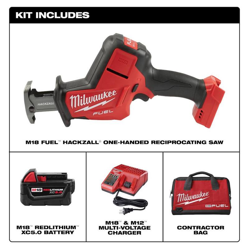 Milwaukee M18 FUEL 18-Volt Lithium-Ion Brushless Cordless HACKZALL Kit de sierra reciproca con taladro/martillo FUEL de 1/2 pulgadas - 2719-21-2904-20