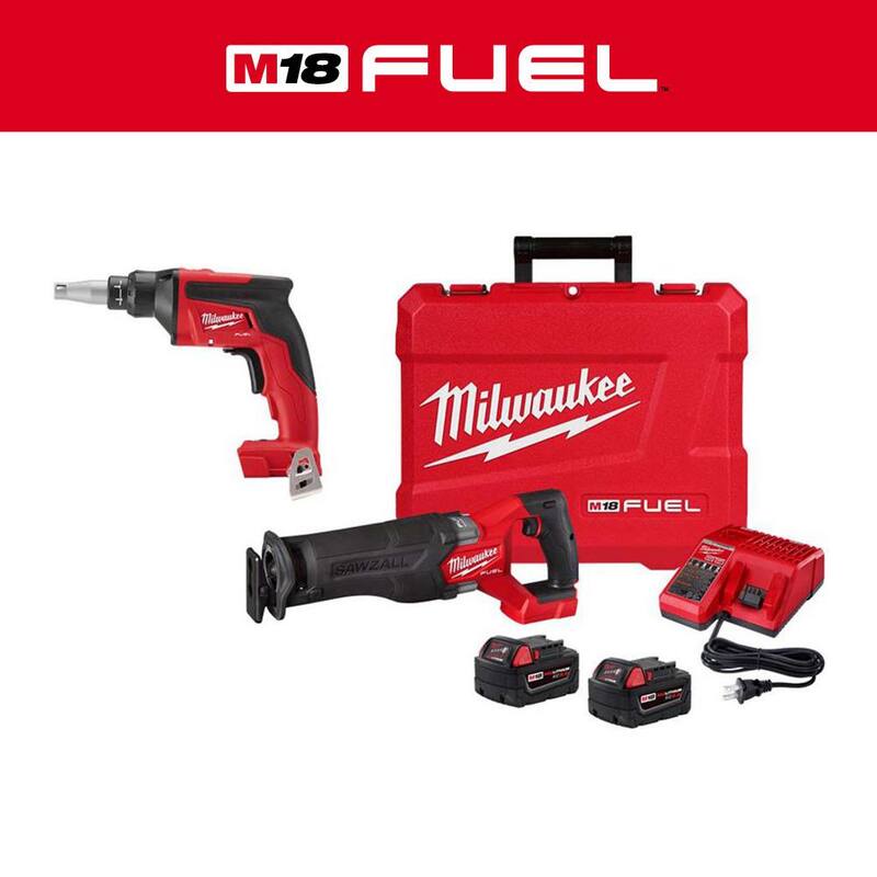 Milwaukee M18 FUEL 18-Volt Lithium-Ion Brushless Cordless SAWZALL Reciprocating Saw Kit with Drywall Screw Gun - 2821-22-2866-20

Kit de sierra reciproca inalámbrica sin escobillas Milwaukee M18 FUEL de 18 volts con pistola para tornillos de tablaroca - 2821-22-2866-20
