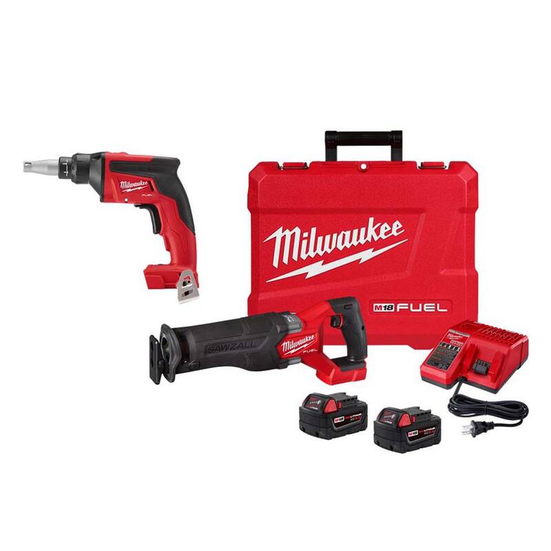 Milwaukee M18 FUEL 18-Volt Lithium-Ion Brushless Cordless SAWZALL Reciprocating Saw Kit with Drywall Screw Gun - 2821-22-2866-20

Kit de sierra reciproca inalámbrica sin escobillas Milwaukee M18 FUEL de 18 volts con pistola para tornillos de tablaroca - 2821-22-2866-20