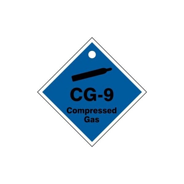 Accuform Energy Source ID Tag, CG-9 COMPRESSED GAS, 2.5in x 2.5in, Adhesive Dura-Poly, 5PK - TDJ609XVM
