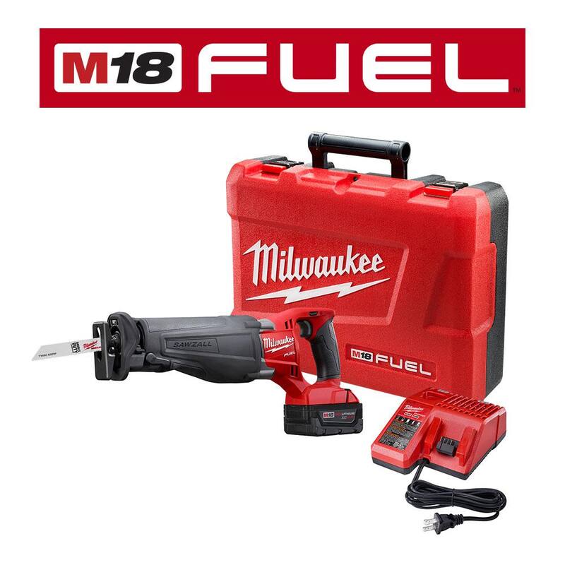 Milwaukee M18 FUEL 18V Lithium-Ion Brushless Cordless SAWZALL Kit de Sierra Alternativa con (1) baterías de 5.0Ah, cargador y maletín - 2720-21