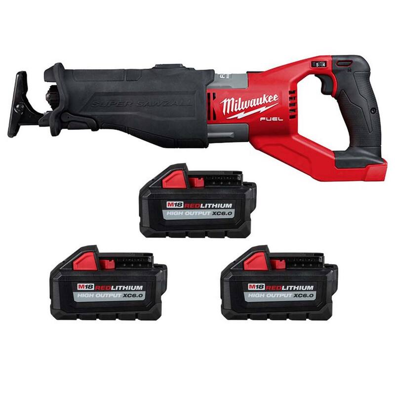 Milwaukee M18 FUEL 18V Lith-Ion Brushless Cordless Super SAWZALL Sierra recíproca con pack de baterías de alto rendimiento de 6.0Ah - 2722-20-48-11-1865-48-11-1862.