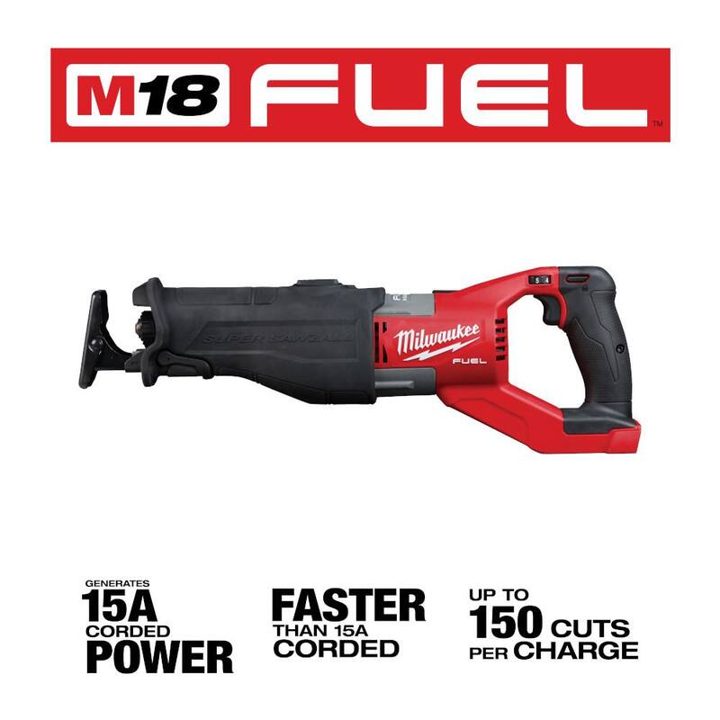 Milwaukee M18 FUEL 18V Lith-Ion Brushless Cordless Super SAWZALL Sierra recíproca con pack de baterías de alto rendimiento de 6.0Ah - 2722-20-48-11-1865-48-11-1862.
