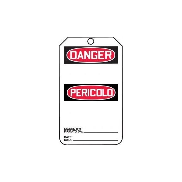 Accuform Safety Tags, DANGER BLANK BILINGUAL ITALIAN, 5.75in x 3.25in, RP-Plastic, 5PK - TMT155PTM