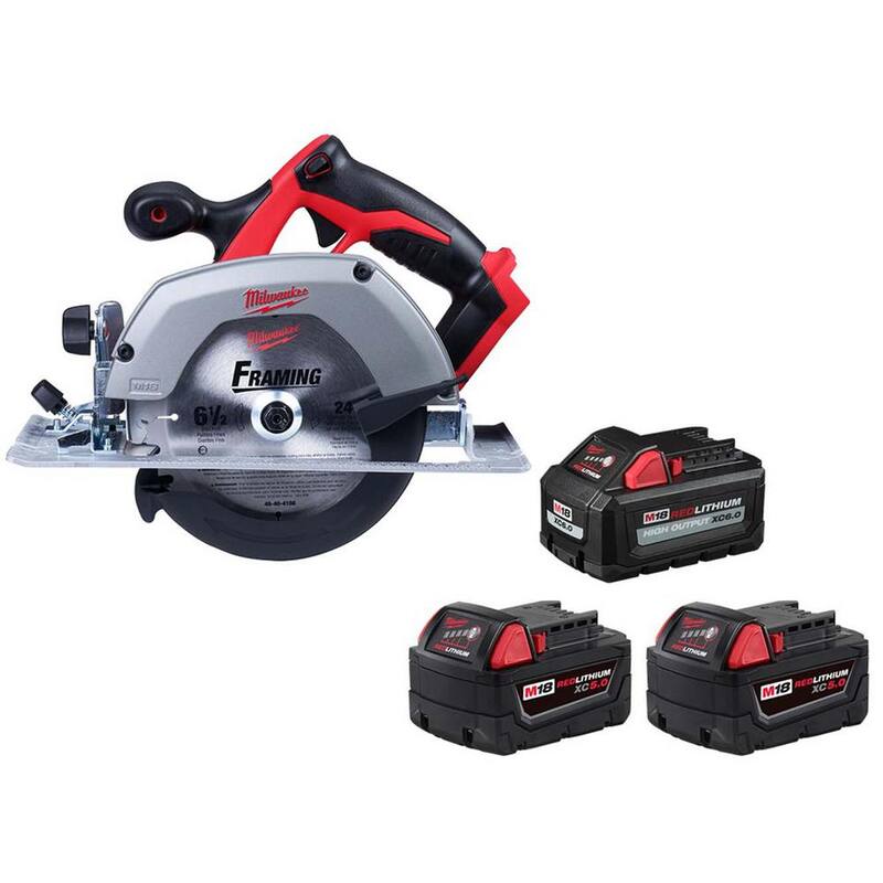 Si la marca del producto no es traducible, esto sería: Milwaukee M18 18V Sierra Circular Inalámbrica de Iones de Litio de 6-1/2 pulgadas con Batería M18 (1) de Alto Rendimiento de 6.0Ah y (2) Baterías de 5.0Ah - 2630-20-48-11-1856