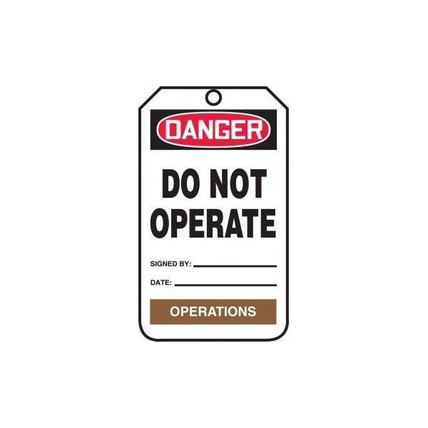 Accuform Safety Tags, DANGER DO NOT OPERATE OPERATIONS, 5.75in x 3.25in, RP-Plastic, 5PK - TPM110PTM