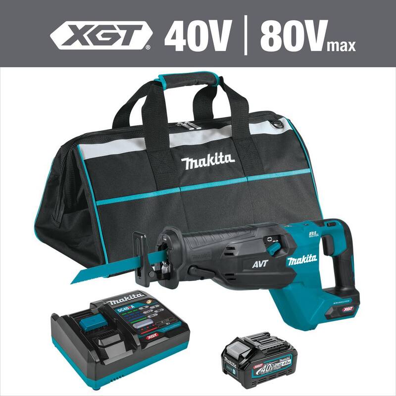 Kit de sierra orbital reciproca inalámbrica sin escobillas Makita 40V max XGT AVT, 4.0Ah - GRJ02M1
