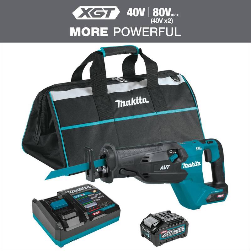 Kit de sierra orbital reciproca inalámbrica sin escobillas Makita 40V max XGT AVT, 4.0Ah - GRJ02M1