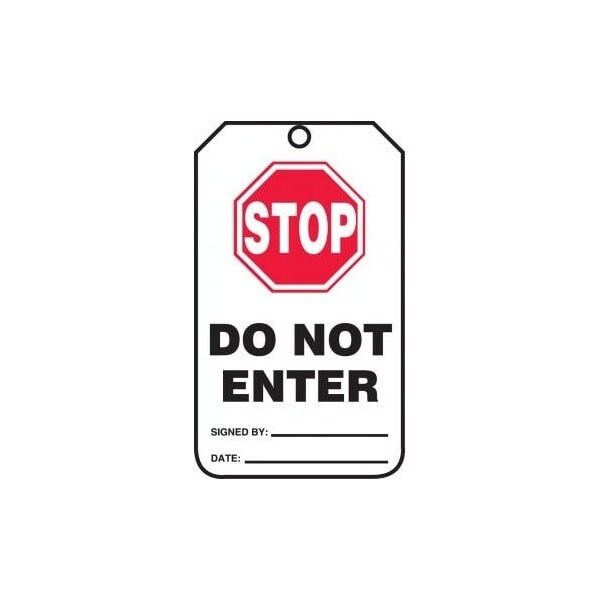 Accuform Safety Tags, STOP DO NOT ENTER, 5.75in x 3.25in, RP-Plastic, 5PK - MDT912PTM