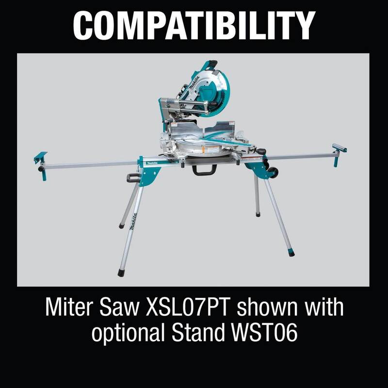 Makita 18V X2 LXT (36V) Sierra de inglete compuesta deslizante de bisel doble de 12 pulgadas sin escobillas con soporte de sierra de inglete plegable compacto - XSL07PT-WST06