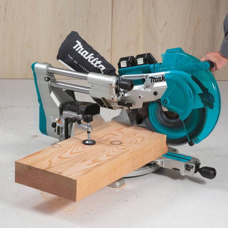 Makita 18V X2 LXT (36V) Sierra de inglete compuesta deslizante de bisel doble de 12 pulgadas sin escobillas con soporte de sierra de inglete plegable compacto - XSL07PT-WST06