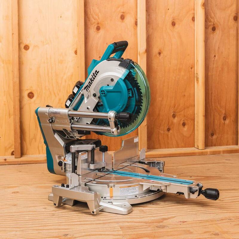 Makita 18V X2 LXT (36V) Sierra de inglete compuesta deslizante de bisel doble de 12 pulgadas sin escobillas con soporte de sierra de inglete plegable compacto - XSL07PT-WST06
