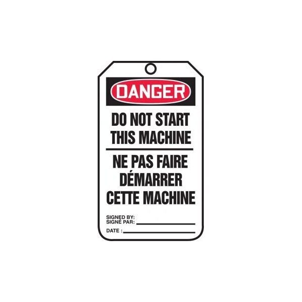 Accuform Danger, RP-Plastic, 3-1/4 in Width, 0.075 in Height, , 5 PK - TCF131PTM