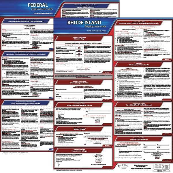 Jj Keller Labor Law Poster Kit, RI, English, 19 In. W - 100-RI-K