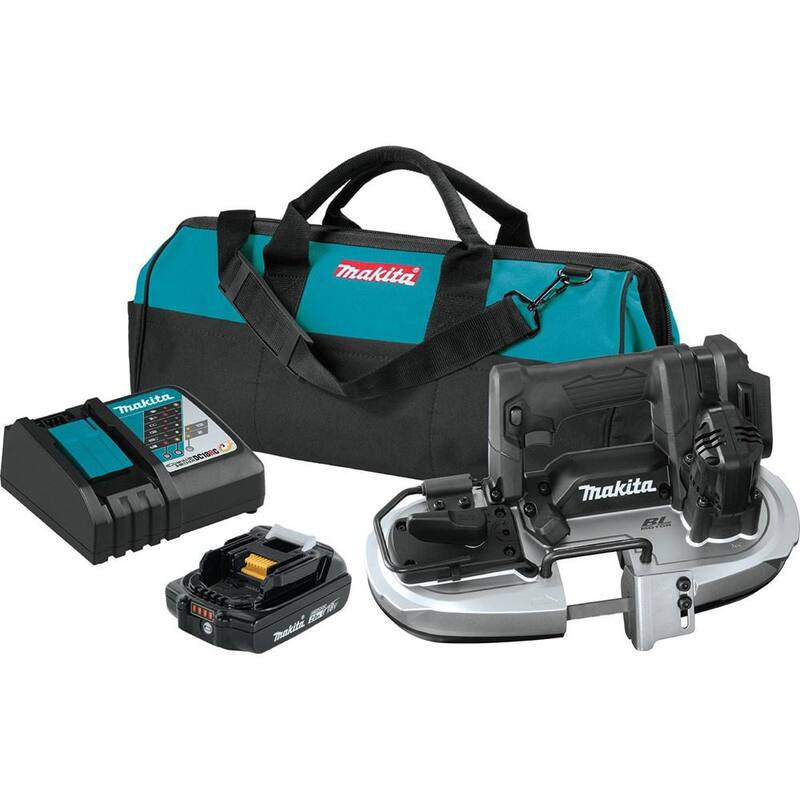 Sierra de banda inalámbrica compacta sin escobillas Makita 18V LXT Sub-Compact Kit (2.0Ah) con hoja de sierra portátil de 28-3/4 in. 18 TPI - XBP05R1B-E04139