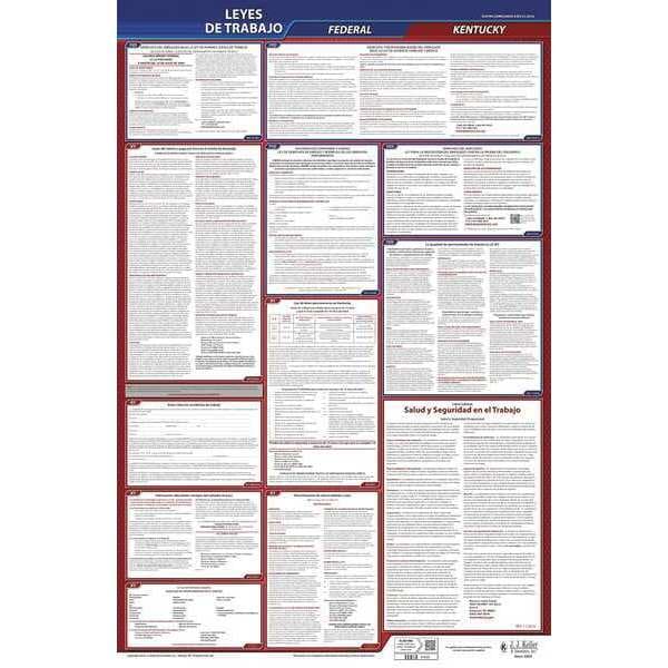 Jj Keller Labor Law Poster, Fed/STA, KY, SP, 26inH, 1yr - 400-KY-1